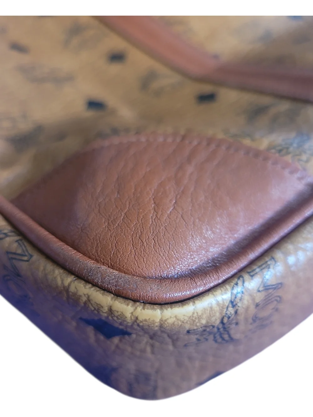MCM Cognac Visetos Leather Laptop Document Briefcase Bag